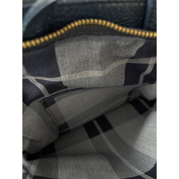 Bruno Rossi Italian Leather Backpack Navy Blue Convertible - Picture 6 of 7